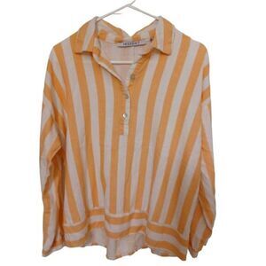 Insight Top Longsleeves Orange/White Stripes With 3 Buttons XL